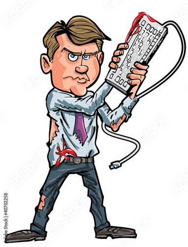 벡터 일러스트(편집용 파일):Cartoon office worker spoiling for a fight Cartoon office worker spoiling for a fight