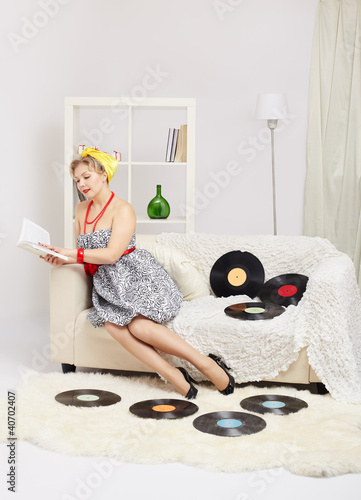 Photo: blonde woman reading book blonde woman reading book