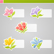 Set of multicolored flowers with tags for message. Vector illust