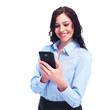 Young business woman with telephone.