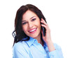 Young business woman with telephone.