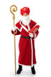 Nikolaus mit Stock vor weißem Hintergrund