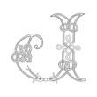 A Celtic Knot-work Capital Letter J Stylized Outline