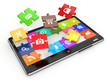 Tablet pc software. Screen from puzzle with icons.