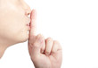 Young man asking for silence