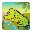벡터 일러스트(편집용 파일):Friendly crocodile on the bank Friendly crocodile on the bank