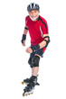 senior man inline skating