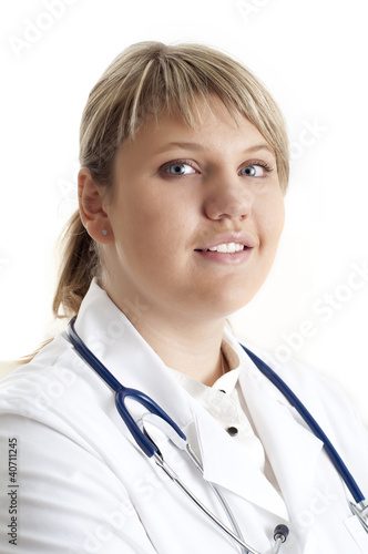 Photo: Smiling medical doctor woman with stethoscope. Smiling medical doctor woman with stethoscope.