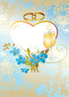 Wedding card with blue flowers