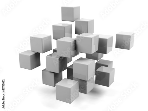 Illustration: Abstract geometric shapes from cubes isolated. Abstract geometric shapes from cubes isolated.