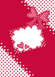 Red and white polka dot gift card with bow and ribbon