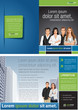 Green and blue template for advertising with business people