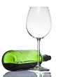 Wine bottle and glass