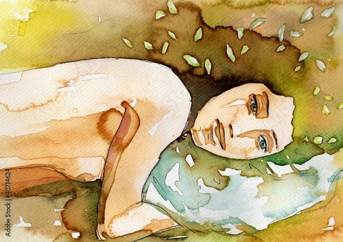 Illustration: leżąca akt kobiecy leżąca akt kobiecy