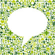 Social media bubble shape with eco icons background