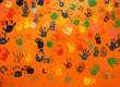 multiple colored hand prints multiple colored hand prints