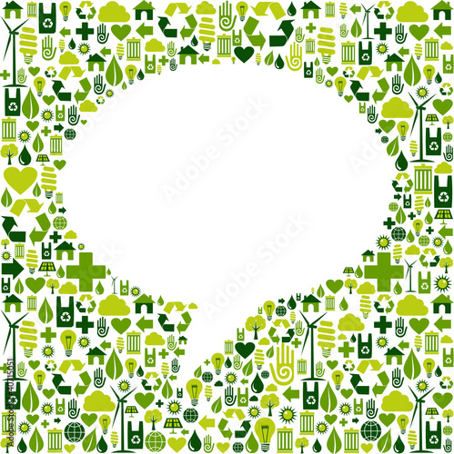 Vector: Social media bubble shape with eco icons background Social media bubble shape with eco icons background