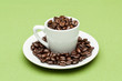 Cup on the green background