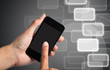 Photo: touch screen to smart phone with gray background. touch screen to smart phone with gray background.