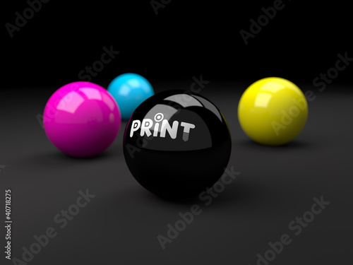 Illustration: Couleurs primaires boules print Couleurs primaires boules print