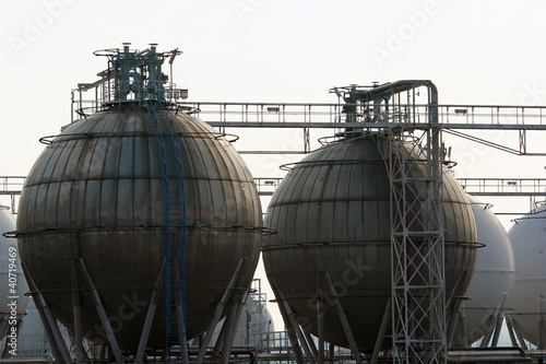 Photo: detail of storage tang for petrol in refinery detail of storage tang for petrol in refinery