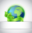 Green earth with leaves wrapped ribbon isolated Green earth with leaves wrapped ribbon isolated