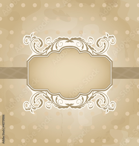 Vector: grunge background with vintage floral label grunge background with vintage floral label
