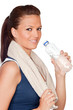 Gymnastics girl with a towel and water
