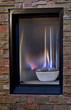 Gas Fireplace in Warm Flagstone Wall