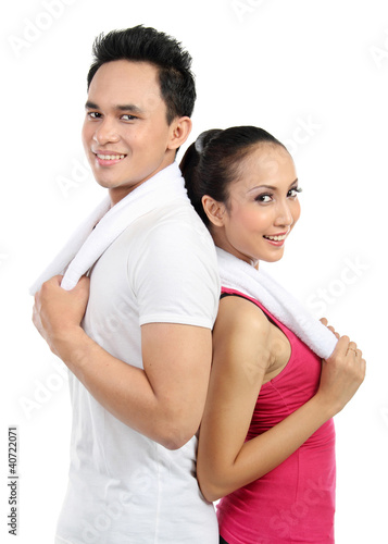 Photo: sporty woman and man sporty woman and man