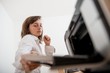 Business person working woth printer Business person working woth printer