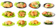Plate with food, roast chicken,isolated.