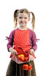 Girl with tomatoes and paprika