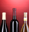 Bottles of great wine on red background Bottles of great wine on red background