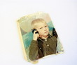 photo ancienne de petit écolier blond