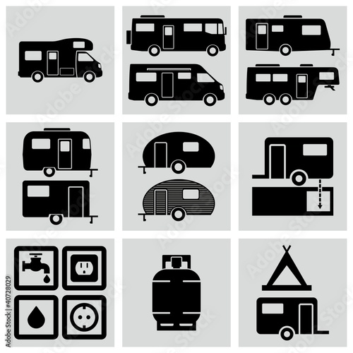 Vector: Recreation Vehicle Icons set. Recreation Vehicle Icons set.