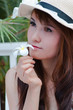asian prettywoman with frangipani