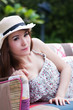 relaxing in a garden