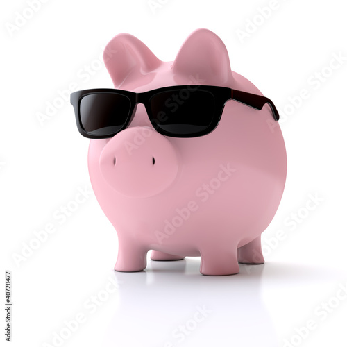 Illustration: Sparschwein mit Sonnenbrille Sparschwein mit Sonnenbrille