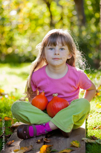Photo: girl with red kuri squash girl with red kuri squash