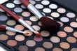 make-up brush and powder eye shadows