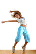 woman modern dancer in ballroom