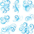 Blue decorative swirling flourishes