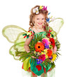 Child with flower and butterfly.