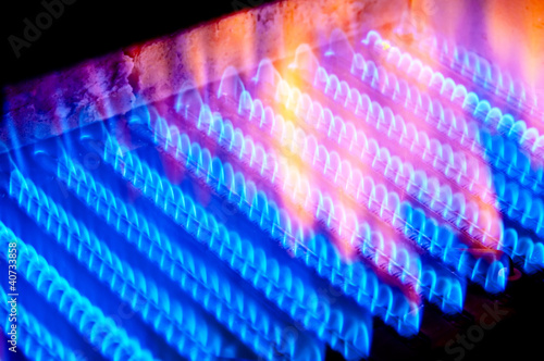 Photo: The fire burns from a gas burner inside the boiler. The fire burns from a gas burner inside the boiler.