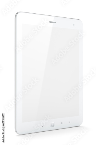 Illustration: Beautiful white tablet pc on white background Beautiful white tablet pc on white background