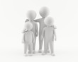 3D man woman and kids. Family portrait