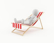 3D man relaxing on a beach chair