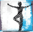 Abstract Sketch of Woman meditating and doing yoga. Vector