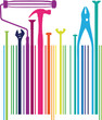 different tools on bar code. Vector illustration